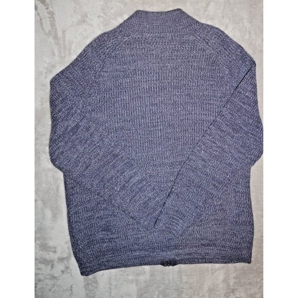 L.L. Bean Men's Blue Full Zip Sweater XL Tall Cotton Marled Knit - Picture 15 of 16